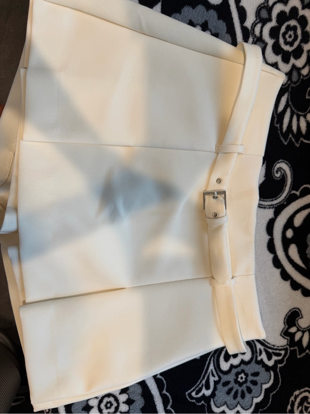 Zara Cream Mini Skort with Belt